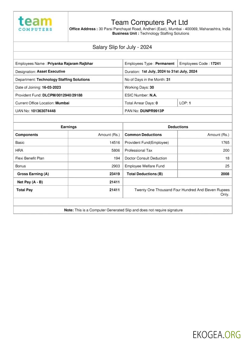 Modèle de fiche de salaire Team Computers aux formats Word et PDF.pdf, 1
